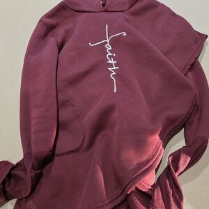 Women's Burgundy Hoodie Sweater